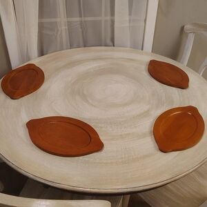 Set of Four Wooden Oval Steak-Fajita-Sushi Teakwood Plates New